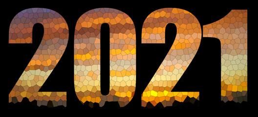2021year illustration. sunset background. stained glass style