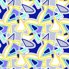 Urban seamless pattern with abstract colorful wave shapes