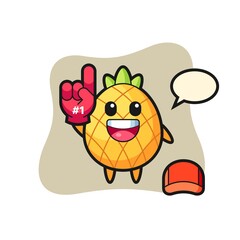 Fototapeta premium pineapple illustration cartoon with number 1 fans glove