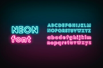 Turquoise and pink neon capital and lower letters, glowing font