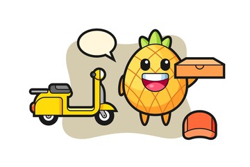 Character Illustration of pineapple as a pizza deliveryman