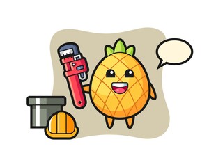 Character Illustration of pineapple as a plumber