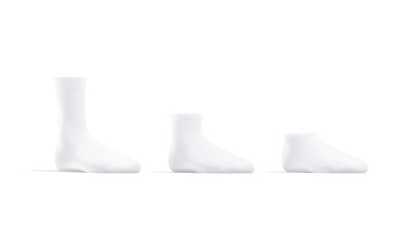 Blank White Long, Low Cut And Ancle Socks Mockup Stand,