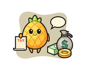 Character cartoon of pineapple as a accountant