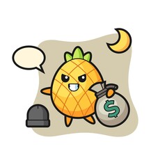 Illustration of pineapple cartoon is stolen the money