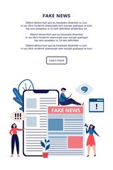 Concept of fake news, false online information, hoax in media a vector banner