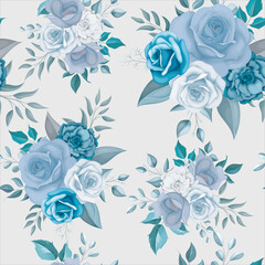 Beautiful blue flower seamless pattern