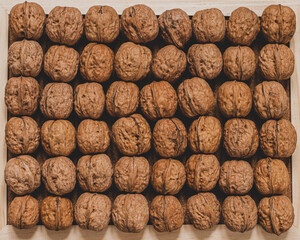 walnuts on a wooden tray