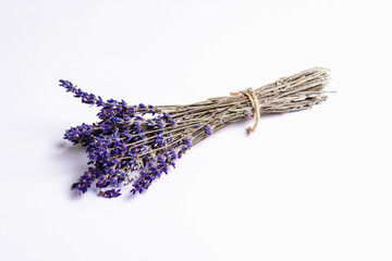 Dry lavender bouquet isolated on white background