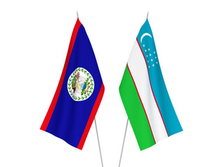 Uzbekistan and Belize flags