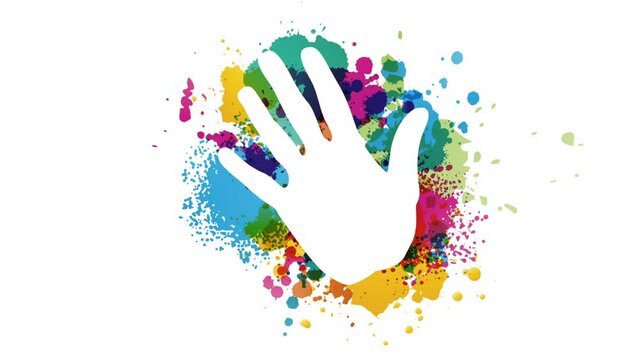 hand print color paint splash