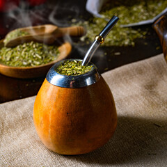 Prepare yerba mate with calabash and bombilla