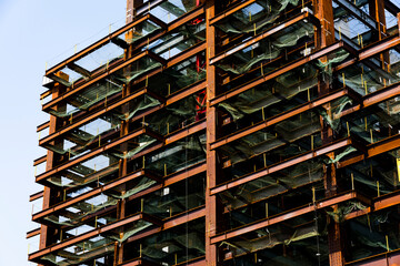 Steel structure silhouette background for building construction.