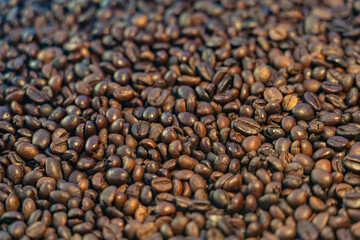 Roasted brown coffee beans background