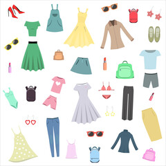 vector illustration collection of clothing and accessories