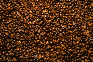Roasted brown coffee beans background