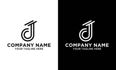 Initial lowercase letter logo dj, jd, j inside d, monogram rounded shape, white color on black background