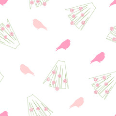 Flowers and birds seamless pattern design