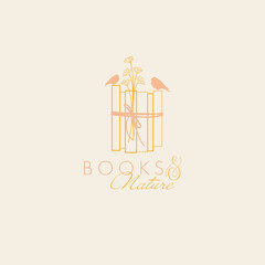 Books with flowers on a shelf 