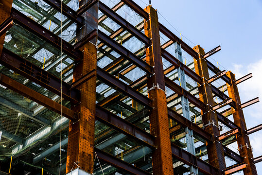Steel structure silhouette background for building construction.