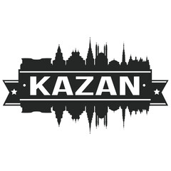 Obraz premium Kazan Russia Skyline Banner Vector Design Silhouette Art Stencil Illustration City.