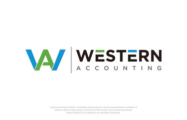 Initial letter WA AW business logo design vector - obrazy, fototapety, plakaty