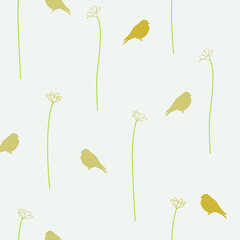 Flowers and birds seamless pattern design