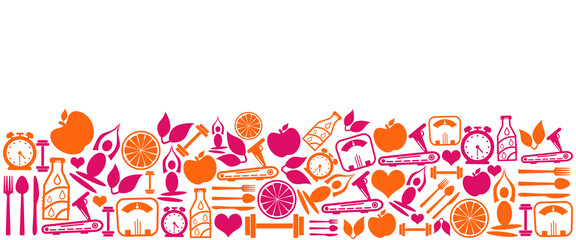 Health Symbols Pink Orange Bottom Background
