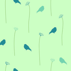 Flowers and birds seamless pattern design