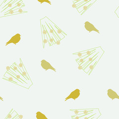 Flowers and birds seamless pattern design