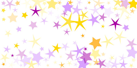 Golden and violet sparkles scatter illustration.