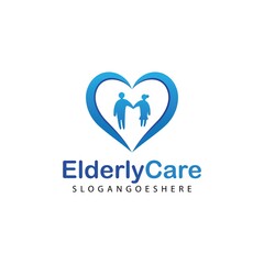 Elderly healthcare heart shaped logo. Nursing home sign