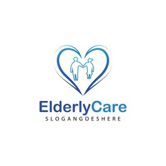 Elderly healthcare heart shaped logo. Nursing home sign