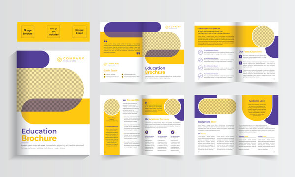 Education company bifold brochure template. Collage brochure. School brochure. Bifold  comapny profile brochure template design