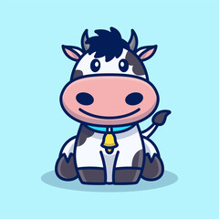 Cute Happy Cow Cartoon Illustration