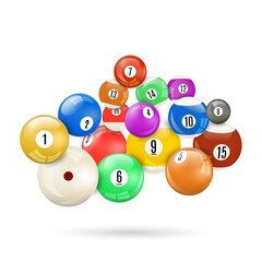 Set of glossy balls for snooker, vector illustration.
