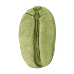 Green coffee bean on white background. 3D illustration