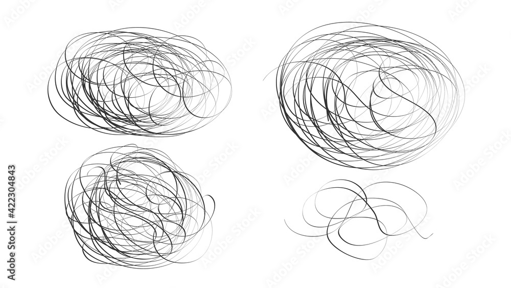 Poster doodle circles vector chaotic lines. objects on a white background.