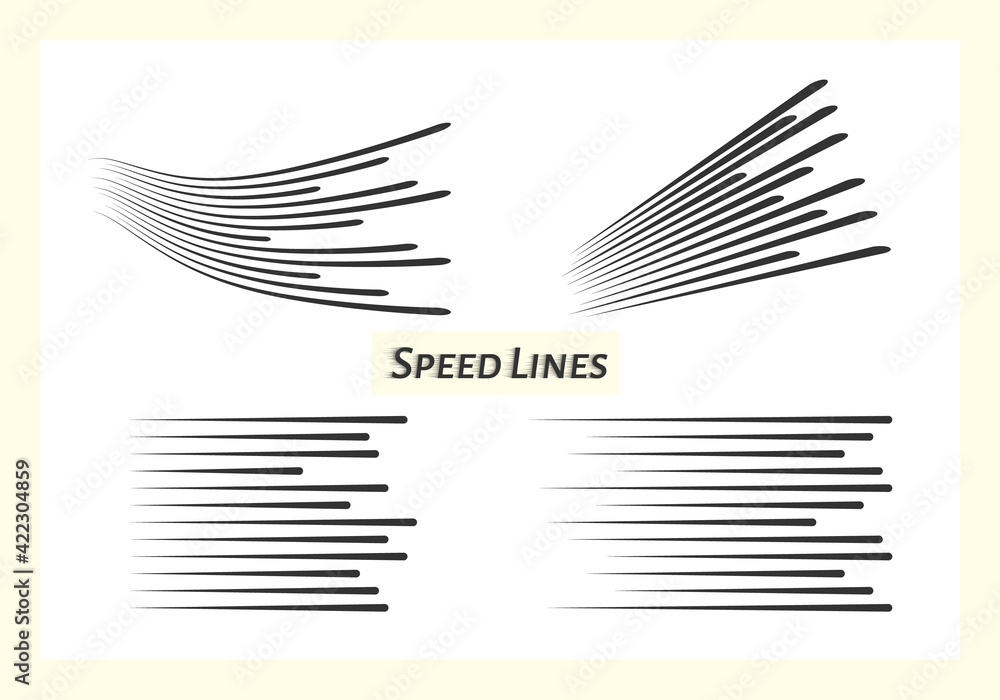 Poster speed lines with perspective. a set. monochrome collection. vector overlay templates.