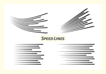Speed lines with perspective. A set. Monochrome collection. Vector overlay templates.