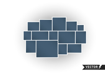 Photo collages, frames. Photo montage. A geometric rectangular shape with a shadow. Vector illustration template.