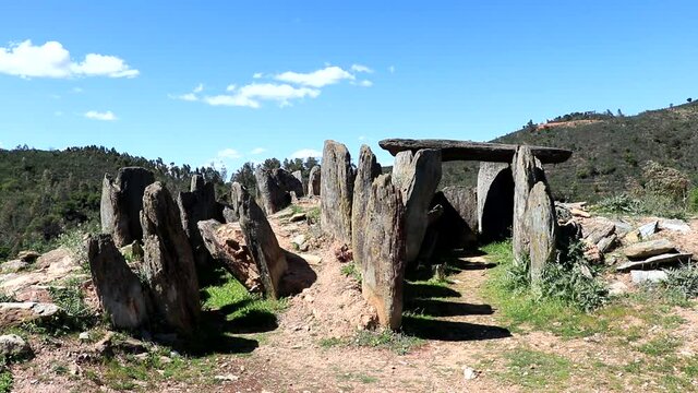 El Pozuelo megalithic dolmen complex in Huelva, Andalucia, Spain. Dolmen number 1