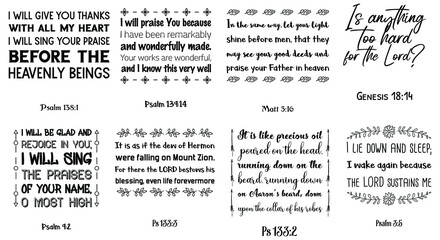 Set of Bible verses. Christian Quotes and Scripture sayings 
