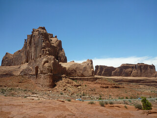 Fototapeta premium Scenic view of the red rock sandstone formations at Arches National Park in Utah