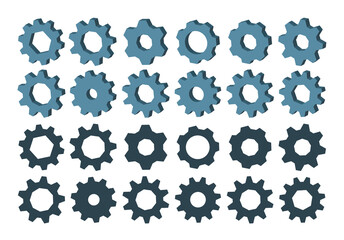 Set of gears on white background. Suitable vector for factory, industrial, technology, website, digital, mechanic, wheel. Vector illustration