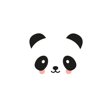 Panda flat icon. Bear panda logo. Black and white.Vector illustration, flat design