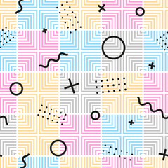 Modern Seamless Pattern of Geometric Shapes and Lines. Memphis pattern. Simple Flat style. Minimalism. Vector