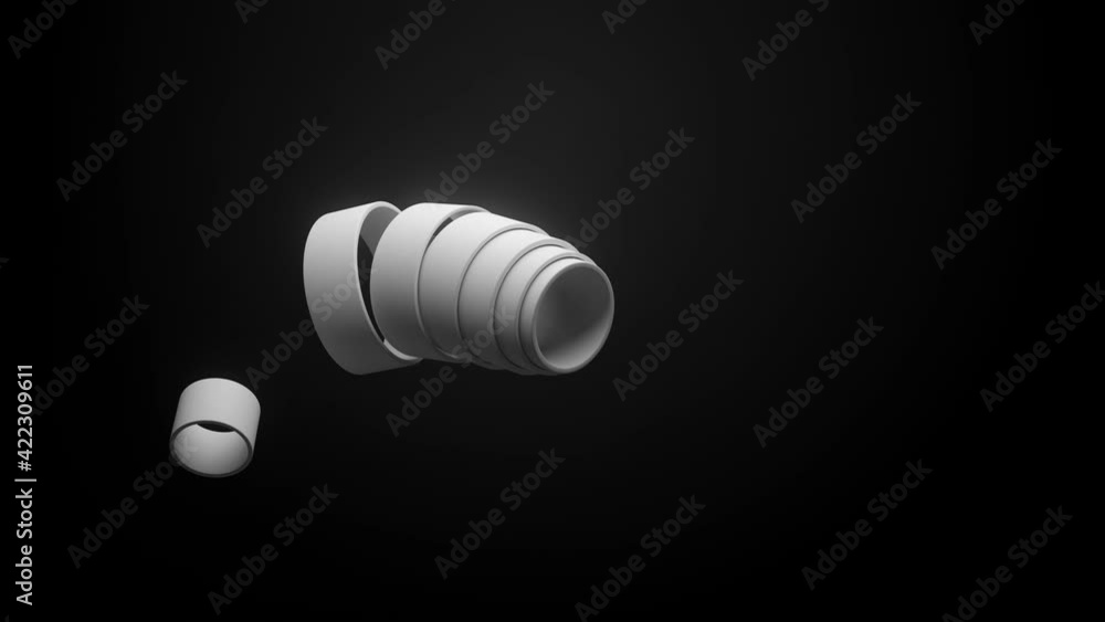 Poster 3d abstract render of tube elements follow each other with a small offset. directional flow to a smo
