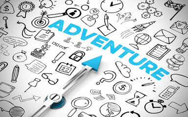 Adventure Konzept mit Kompass und Schriftzug