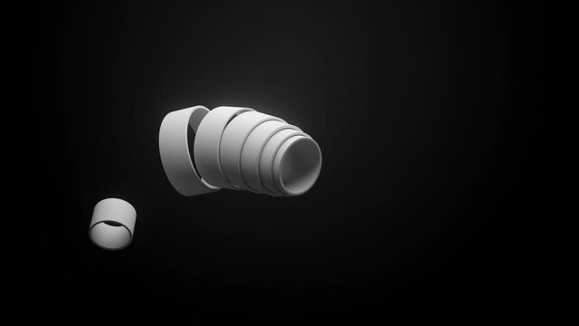 3d abstract render of tube elements follow each other with a small offset. Directional flow to a smooth path. 
